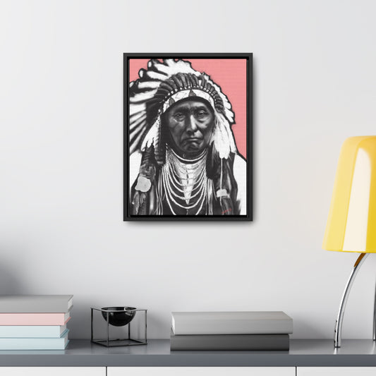 Chief Joseph Black, White and Pink - Gallery Canvas Wraps, Vertical Frame