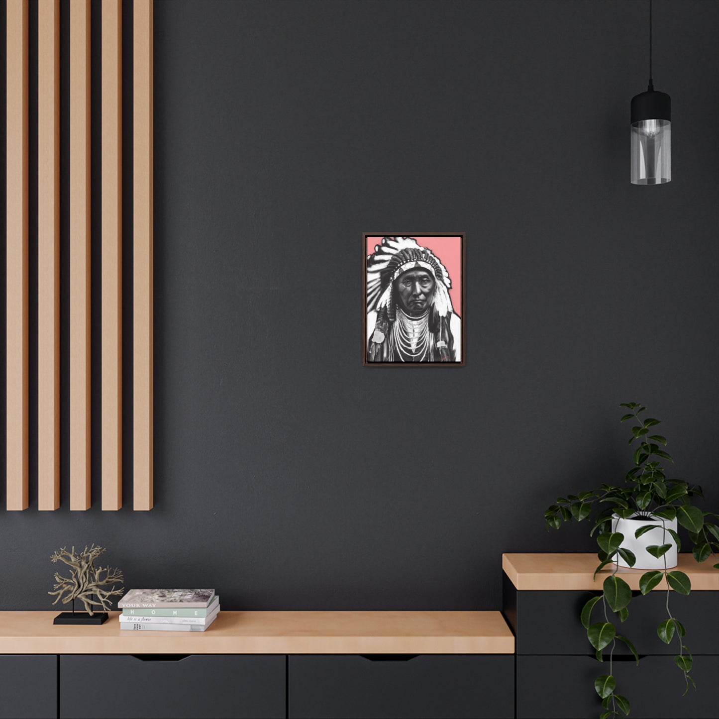 Chief Joseph Black, White and Pink - Gallery Canvas Wraps, Vertical Frame