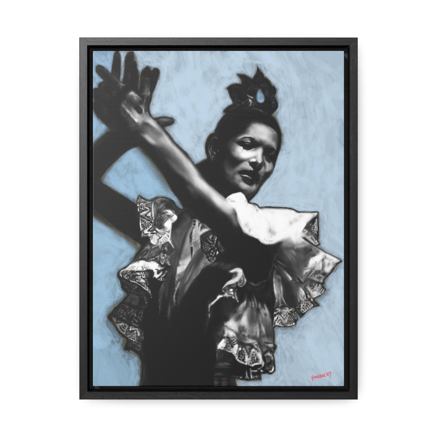 Carmen Amaya Blue - Gallery Canvas Wraps, Vertical Frame