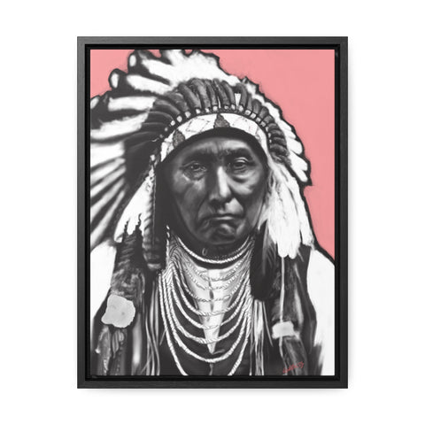 Chief Joseph Black, White and Pink - Gallery Canvas Wraps, Vertical Frame