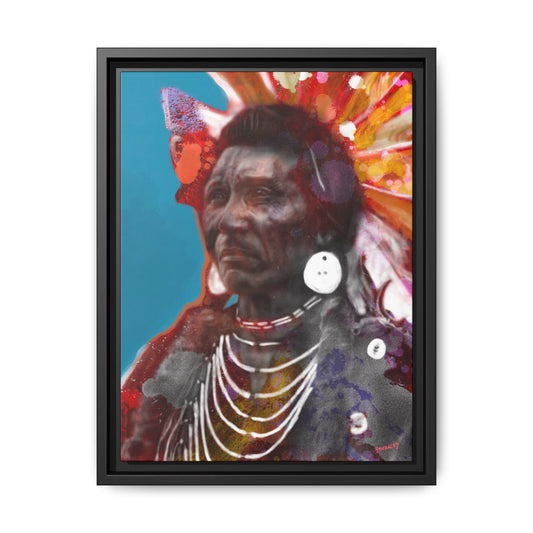 Framed Matte Canvas Art Print, Colorful Indigenous Portrait, Home Decor, Boho Wall Art, Tribal Wall Hanging, Unique Gift