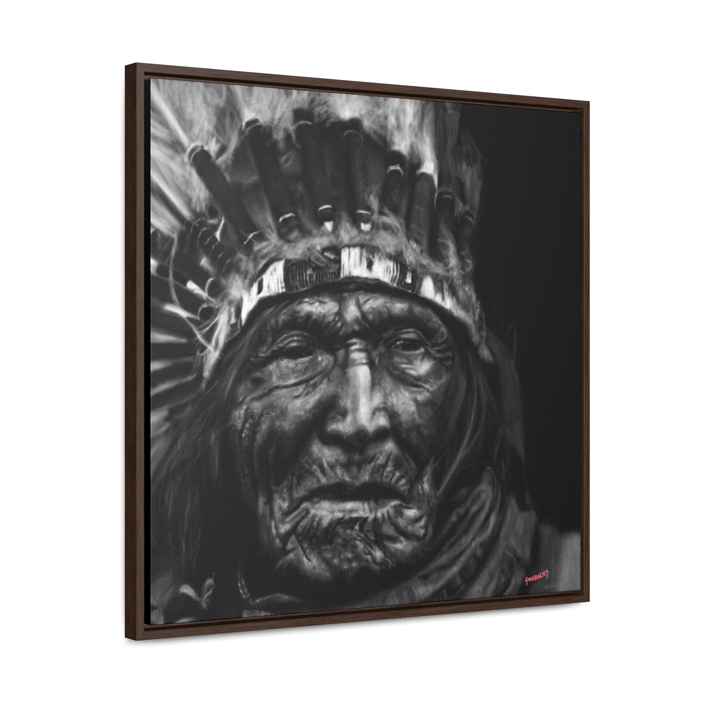 He Dog Black and White Gallery Canvas Wraps, Square Frame