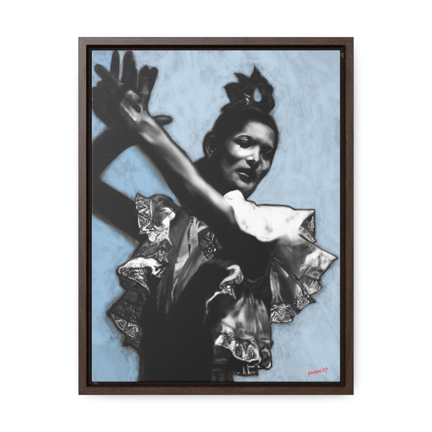 Carmen Amaya Blue - Gallery Canvas Wraps, Vertical Frame