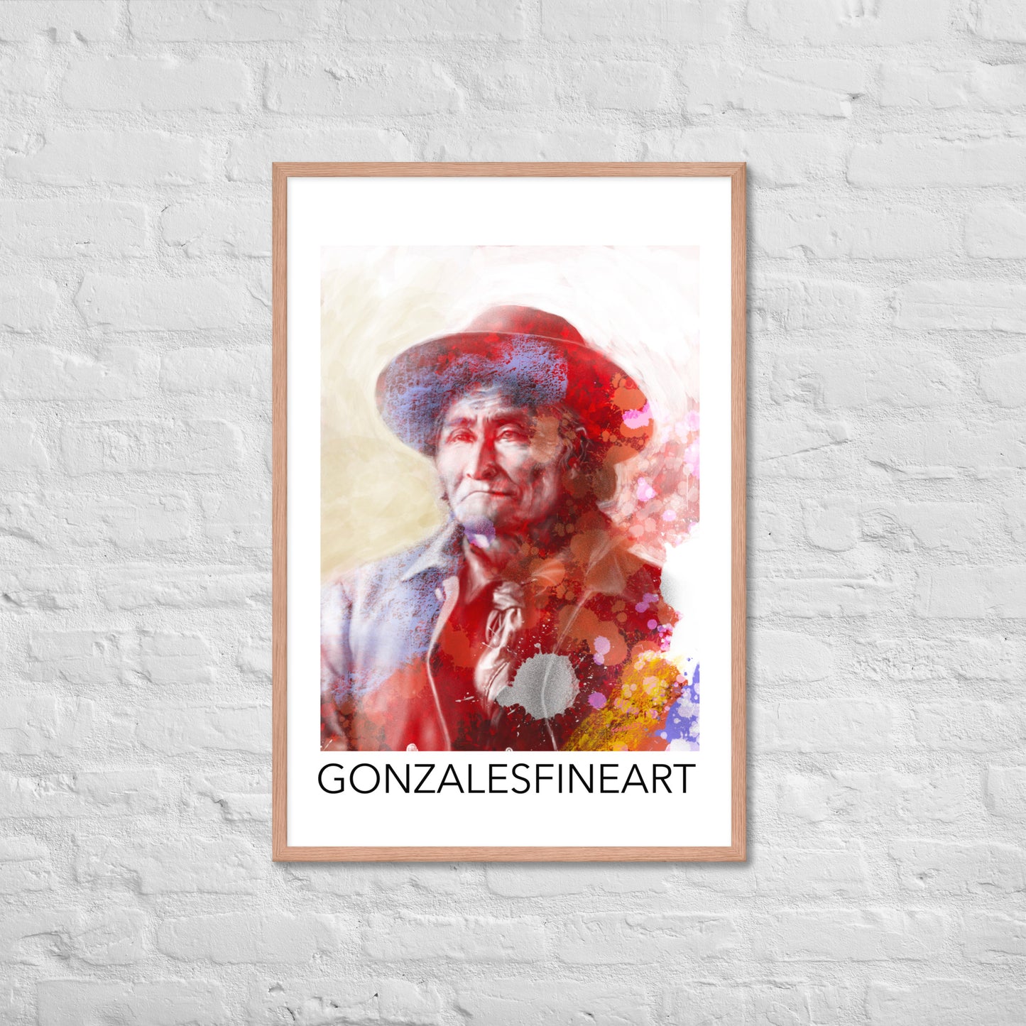 Geronimo with Hat Framed poster