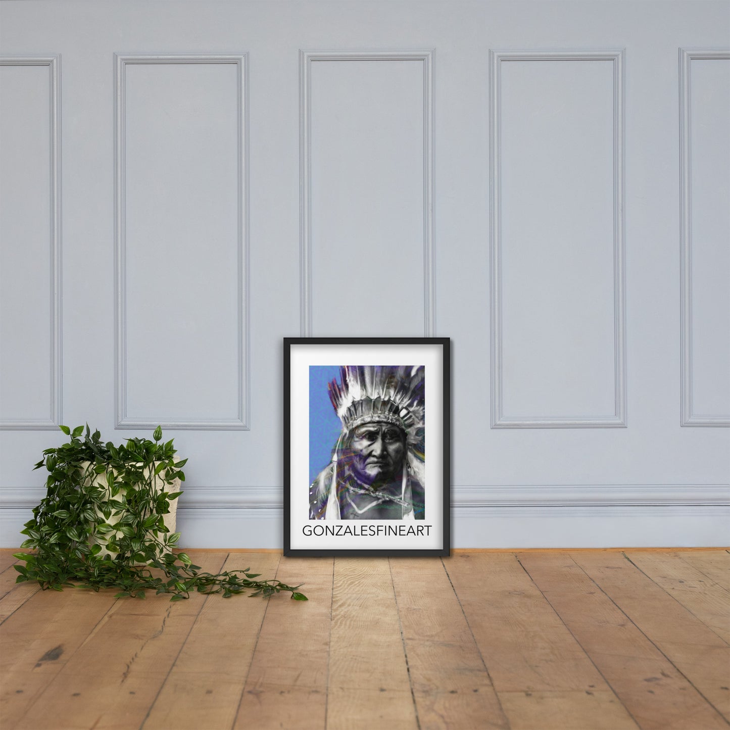 Geronimo War Bonnet Framed poster