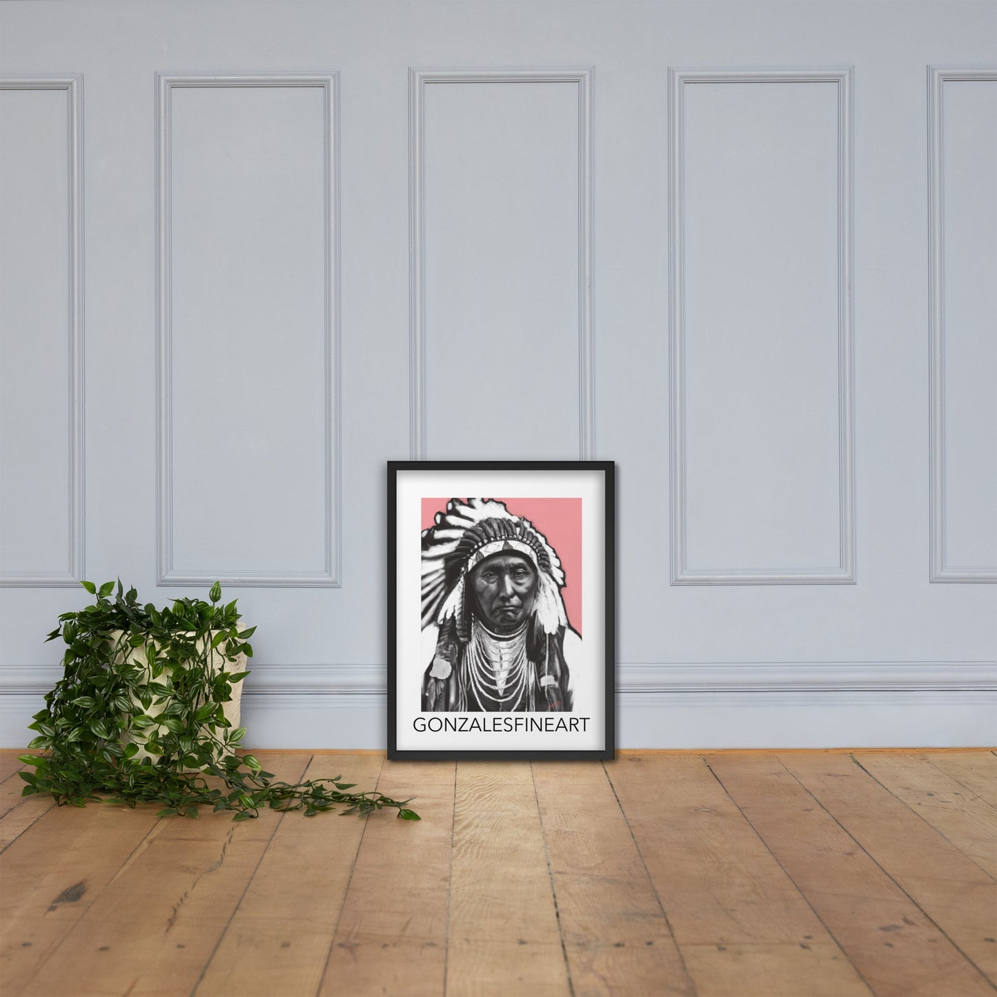 Chief Joseph Black, White and Pink Framed poster