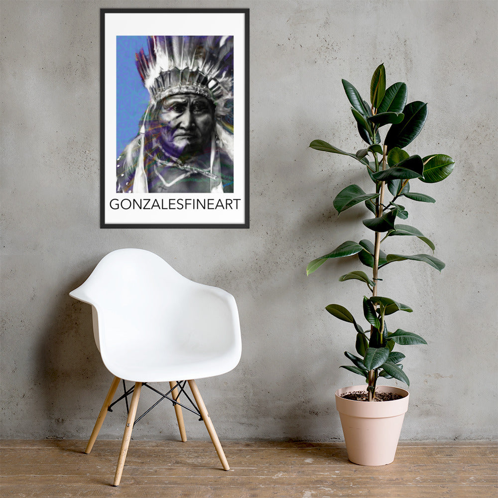 Geronimo War Bonnet Framed poster