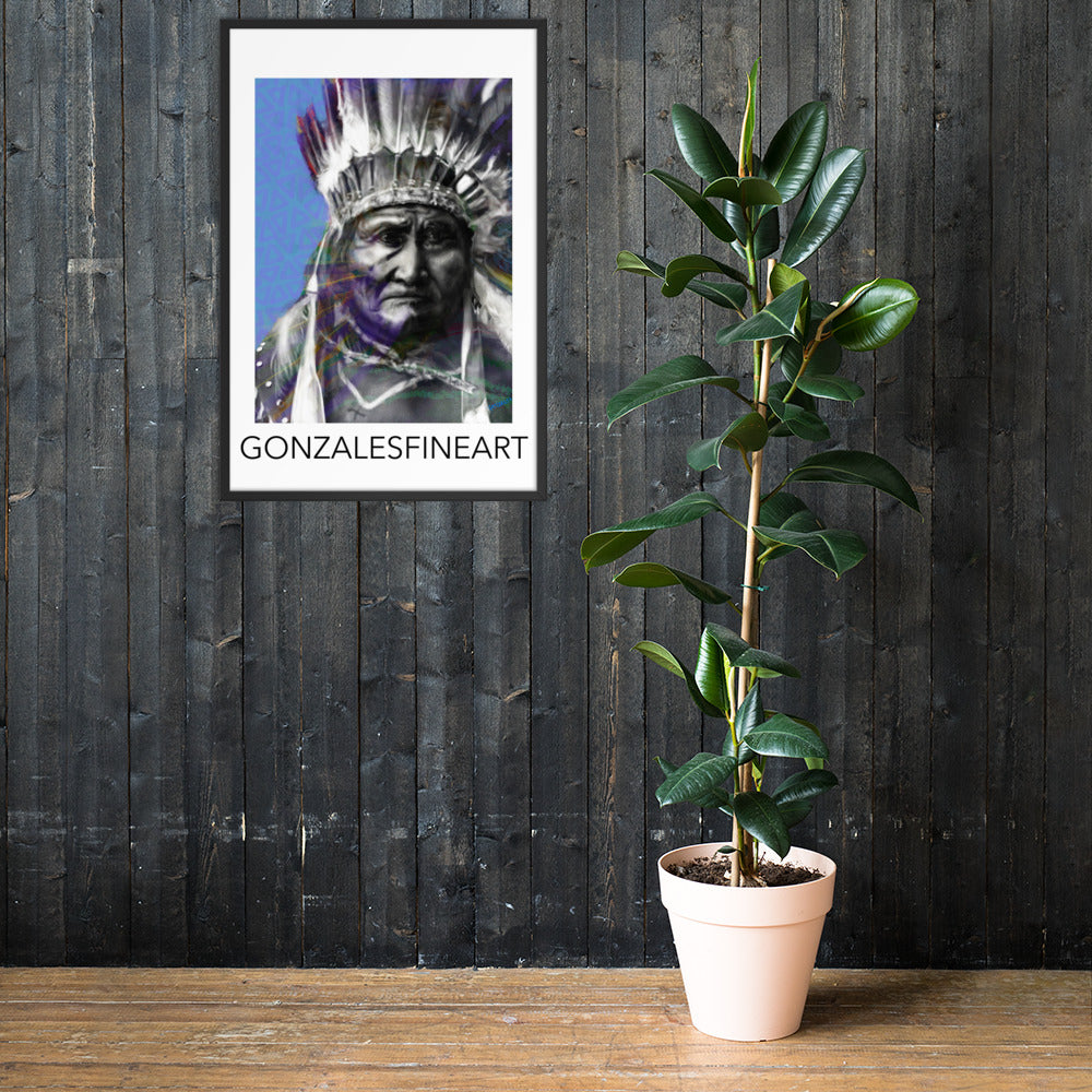 Geronimo War Bonnet Framed poster