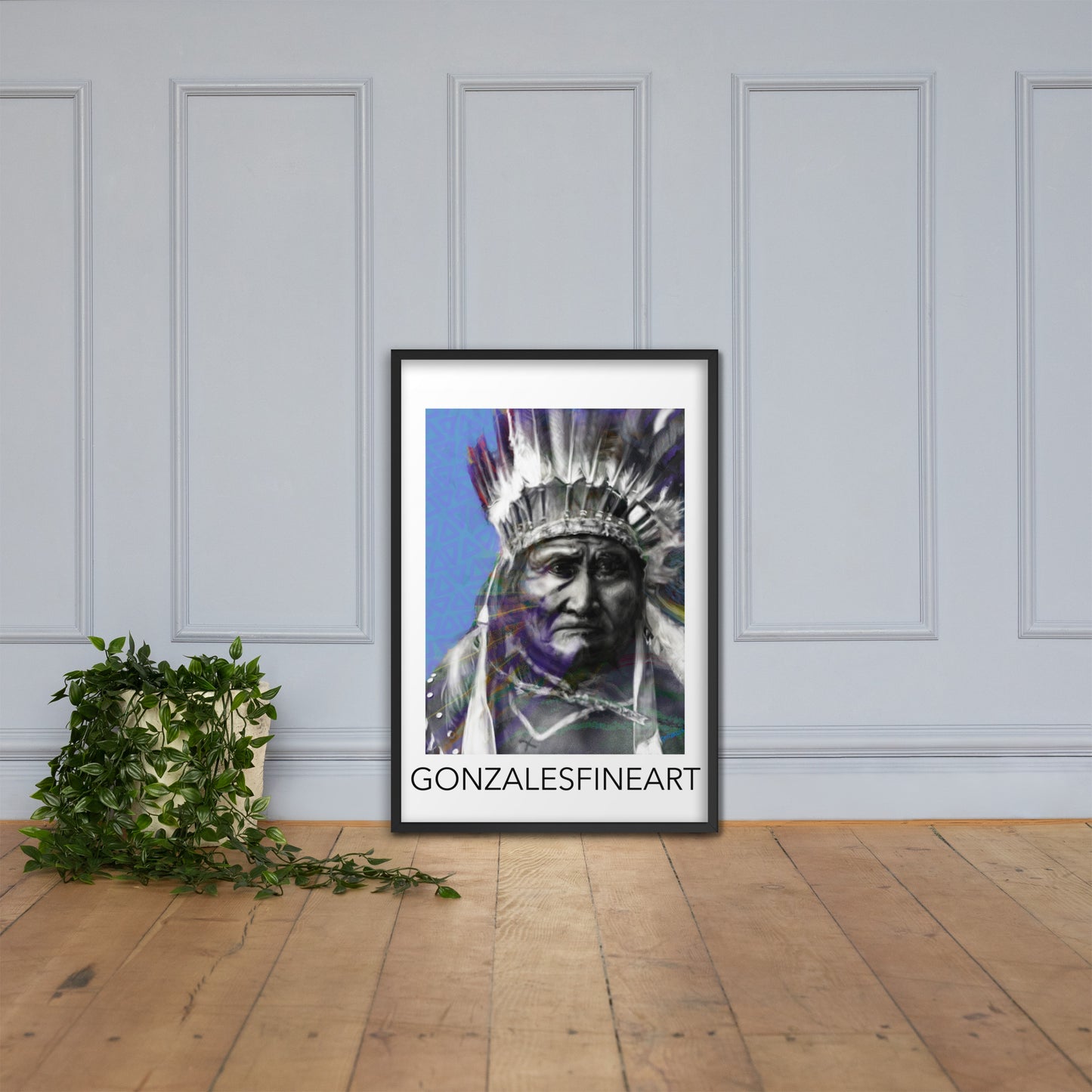 Geronimo War Bonnet Framed poster