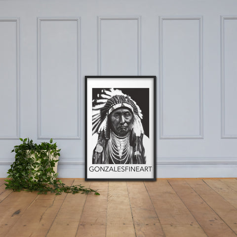Chief Joseph Black and White Framed poster