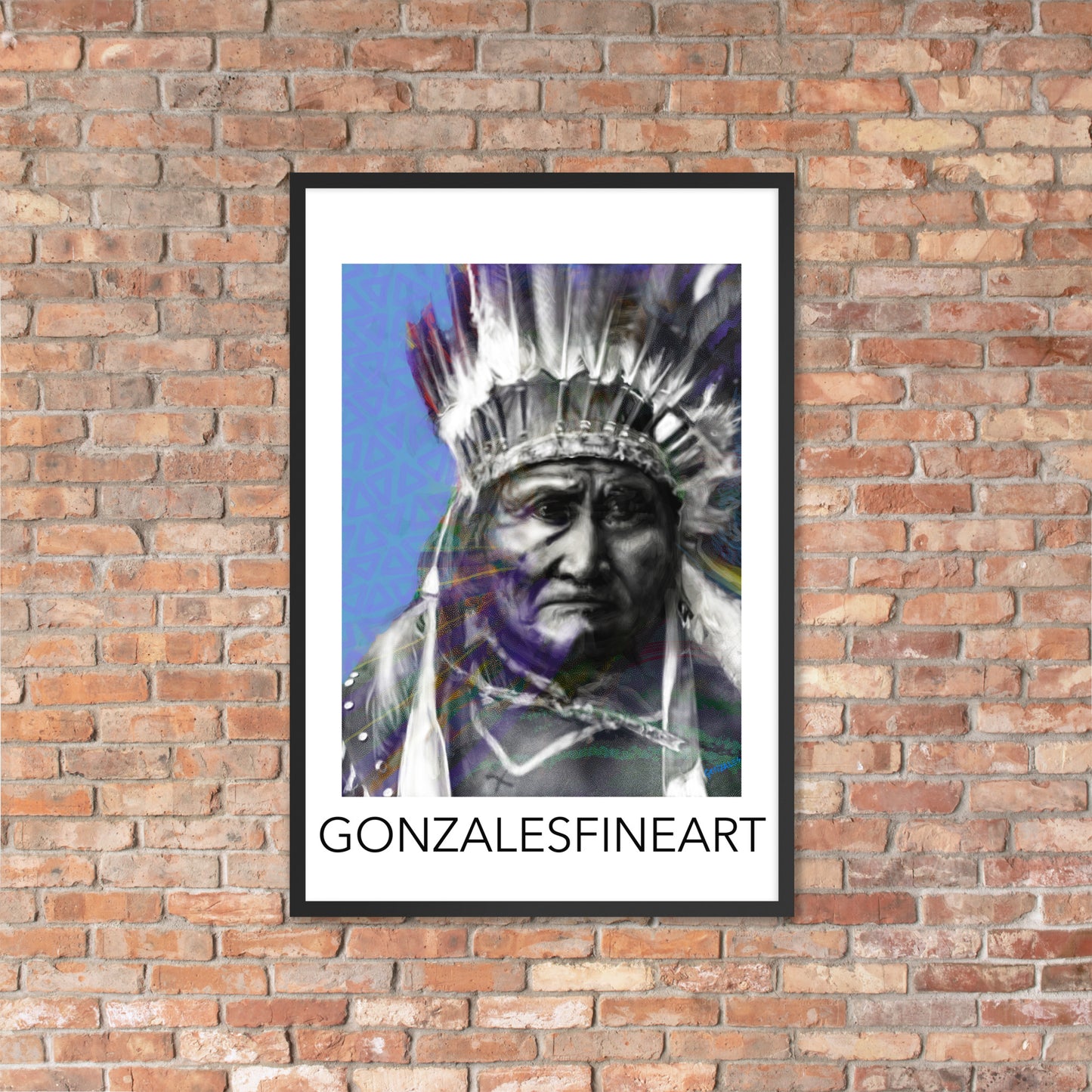 Geronimo War Bonnet Framed poster