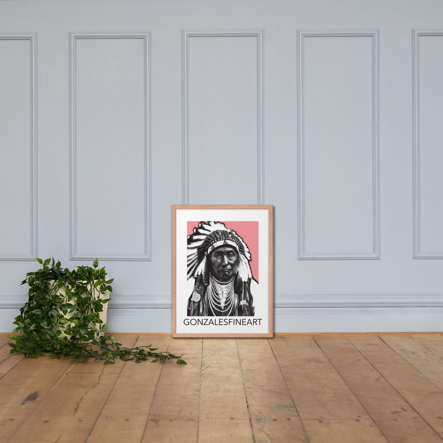 Chief Joseph Black, White and Pink Framed poster