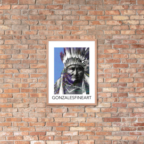 Geronimo War Bonnet Framed poster