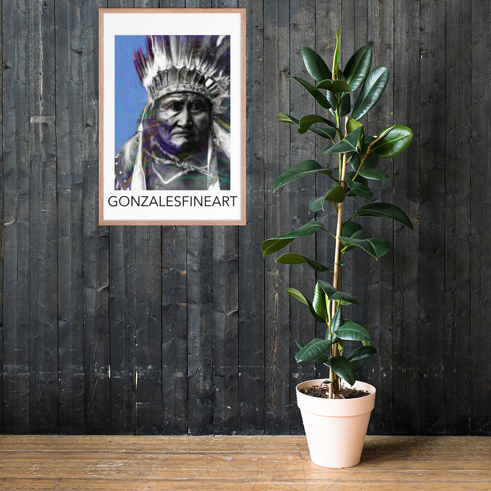 Geronimo War Bonnet Framed poster