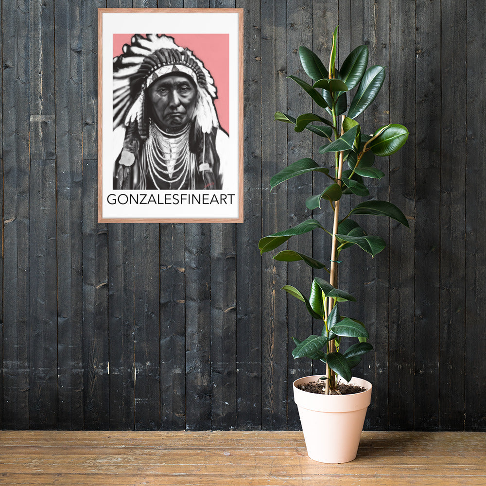 Chief Joseph Black, White and Pink Framed poster