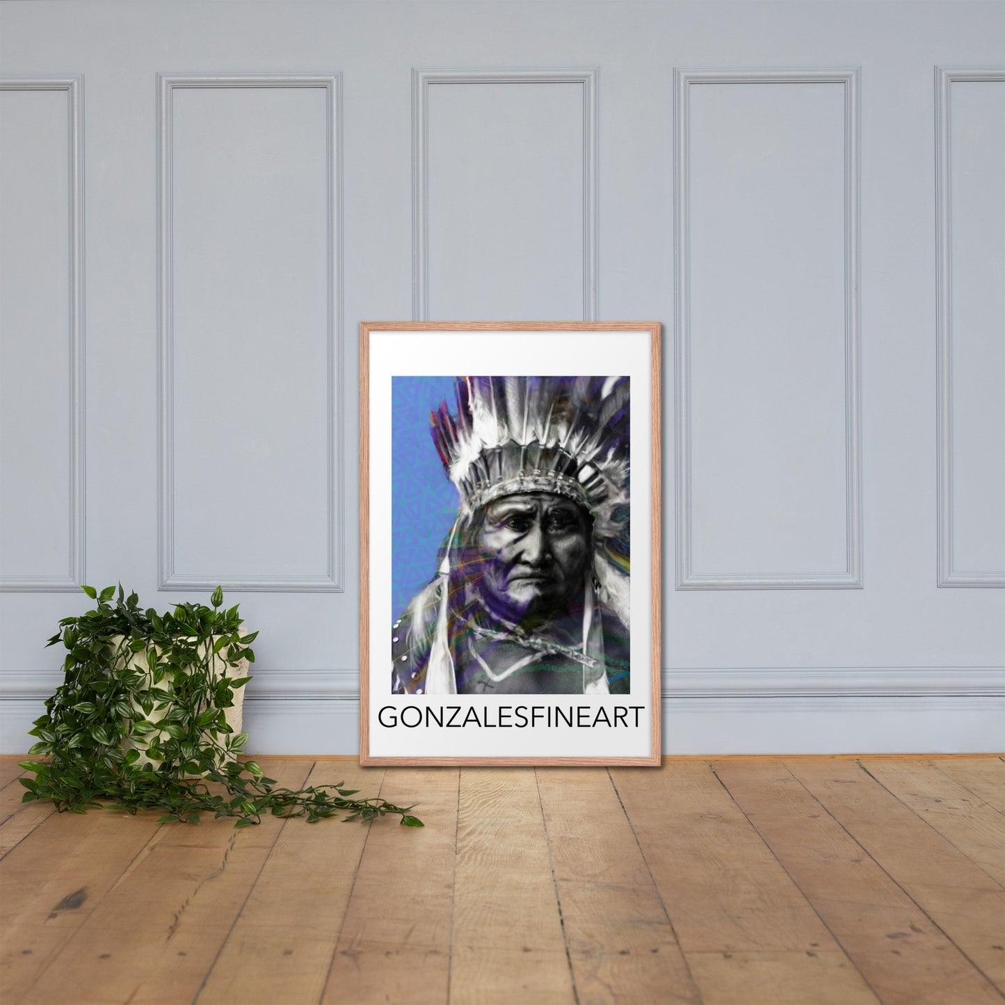 Geronimo War Bonnet Framed poster