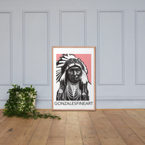 Chief Joseph Black, White and Pink Framed poster
